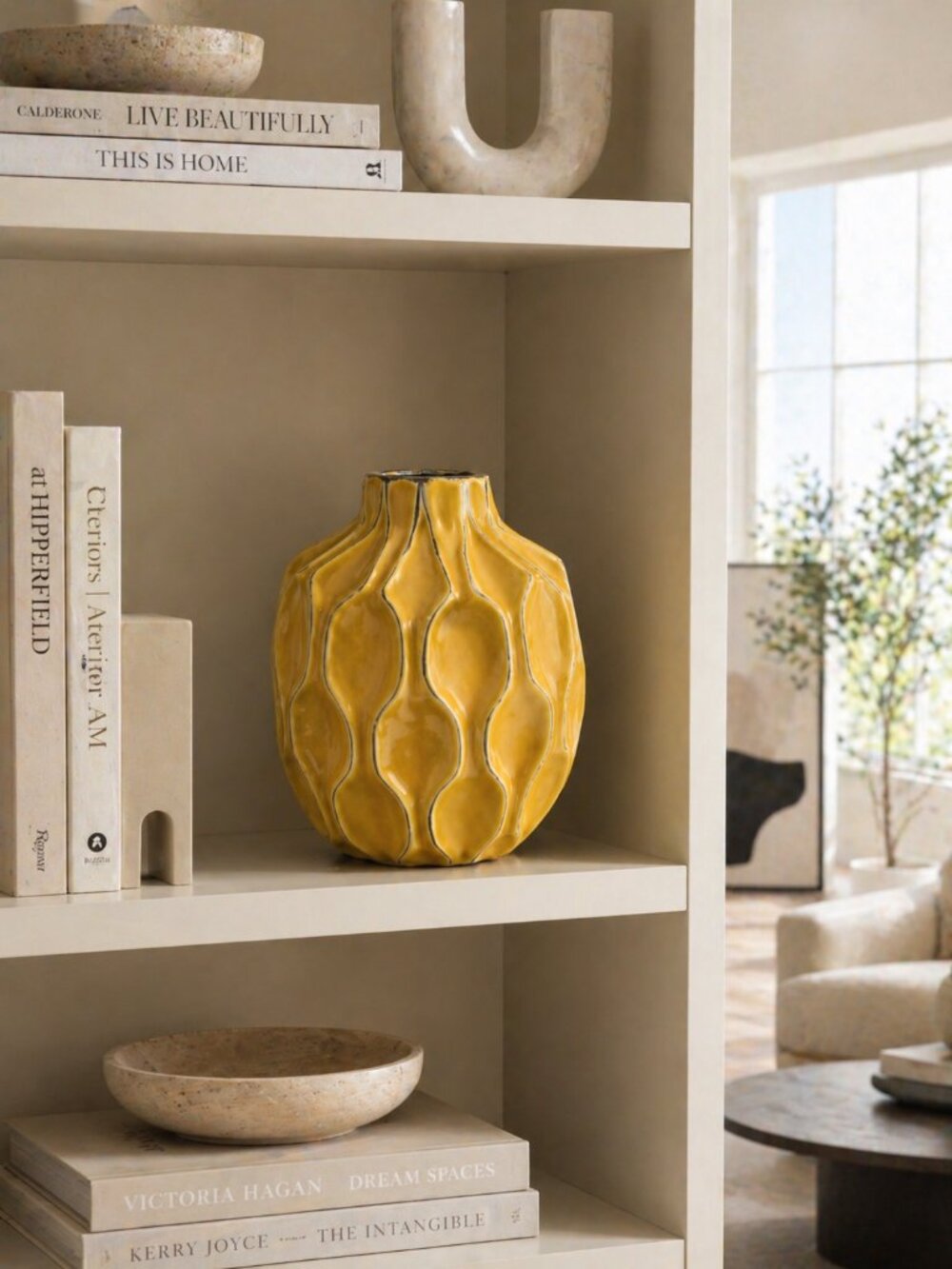 Modern Mustard Textured Decorative Vase